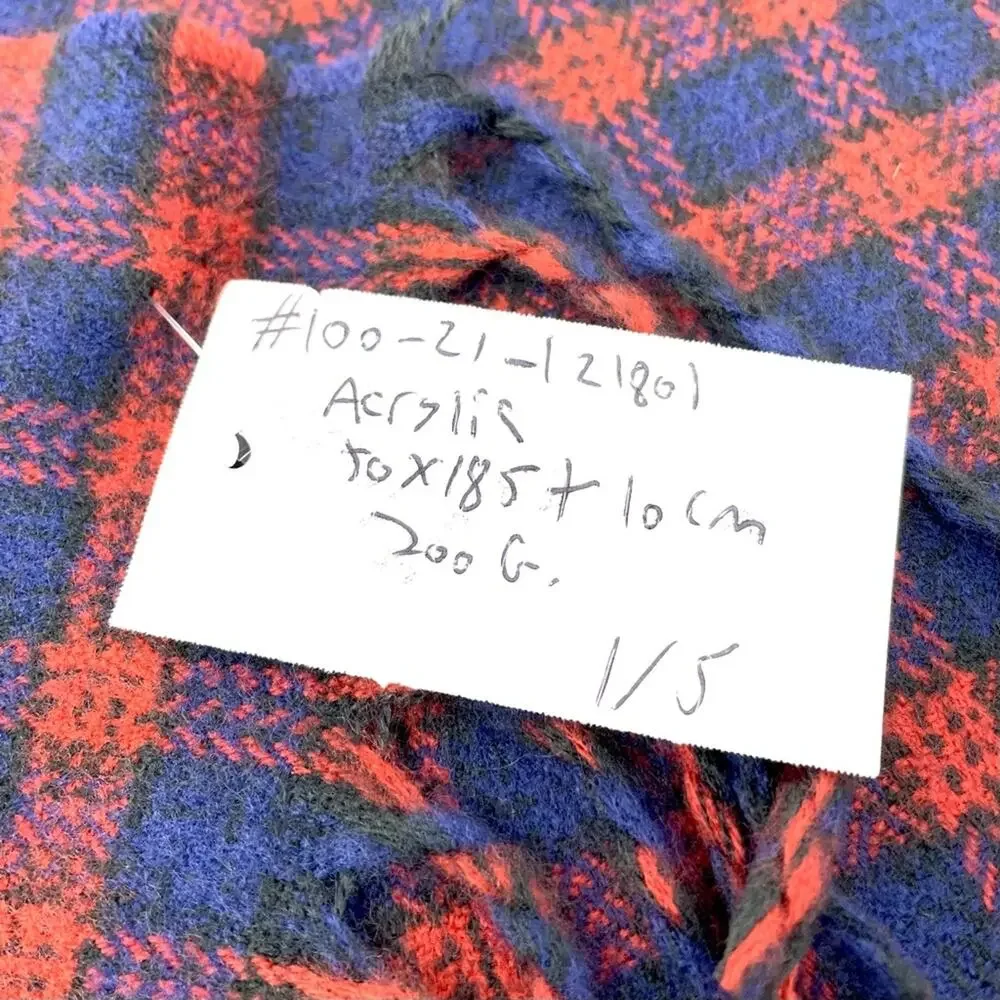 Renne's NYC Blue & Red Woven Plaid Scarf, Rectangle Scarf, Women's Men's Unisex
